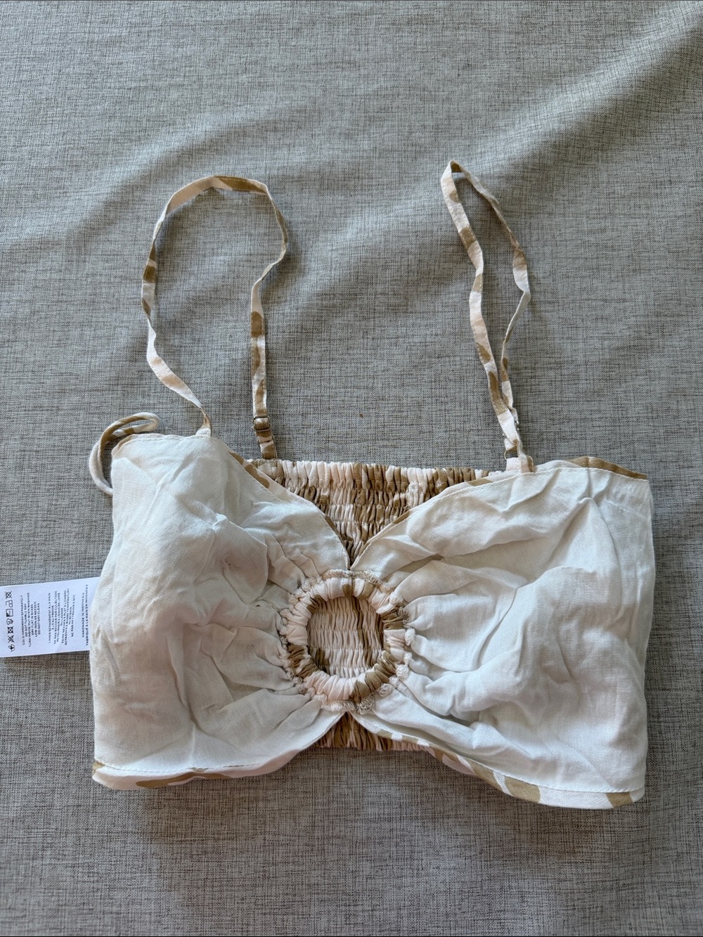 Faithfull the Brand 100% Linen Liberta Crop Top in Ensola Print Women’s Small - Picture 5 of 9